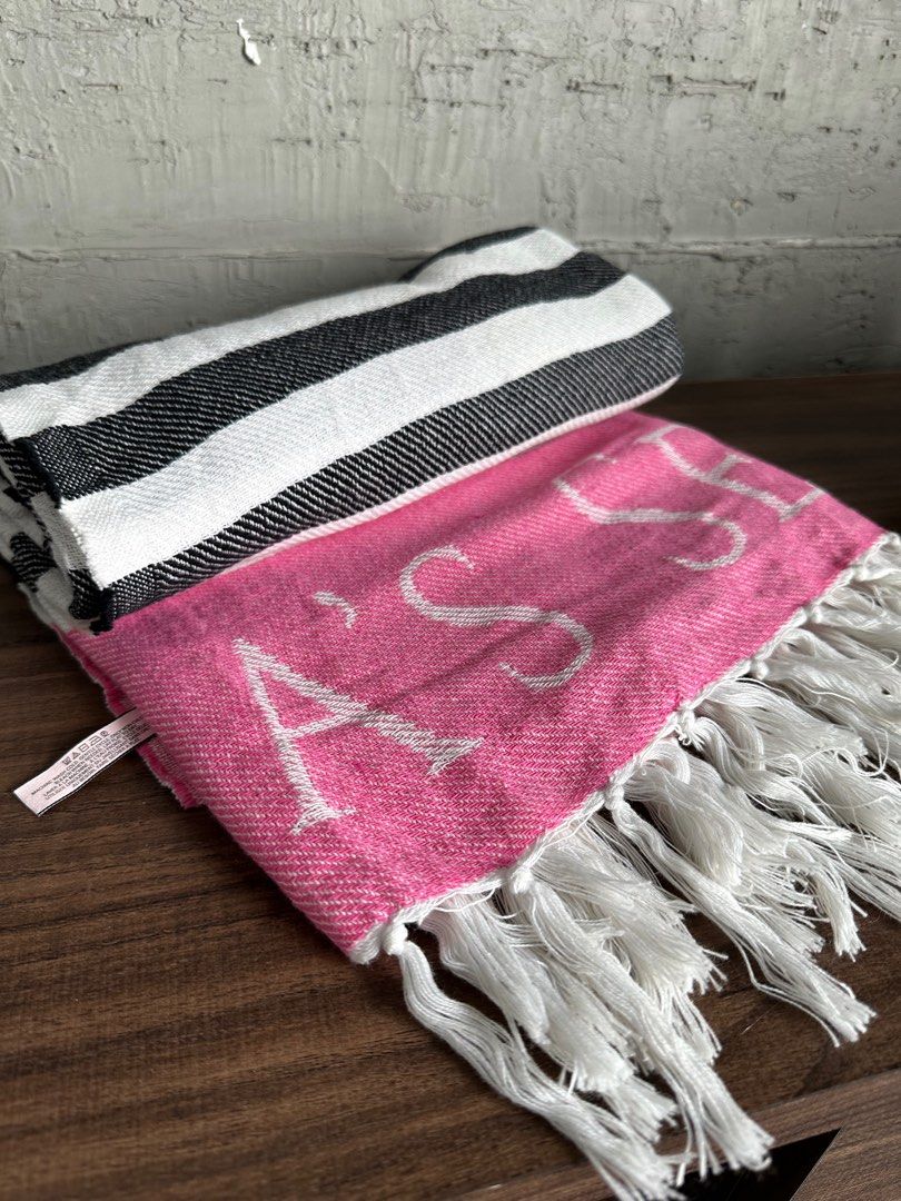 Victoria s Secret signature pink beach towel rug Furniture Home Living Bedding Towels on Carousell