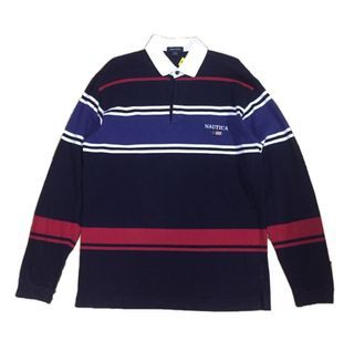 VINTAGE NAUTICA POLO RUGBY USA FLAG STRIPE POLOS SHIRT