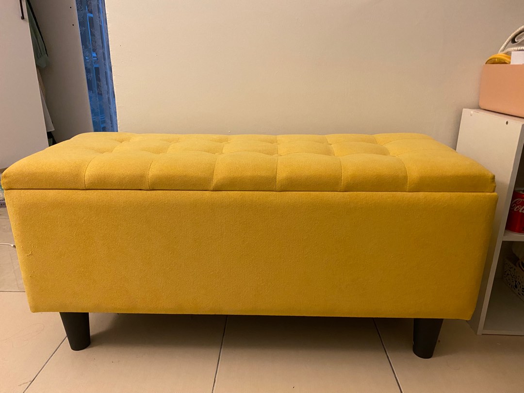 Yellow storage bench sofa seater, Furniture & Home Living, Furniture