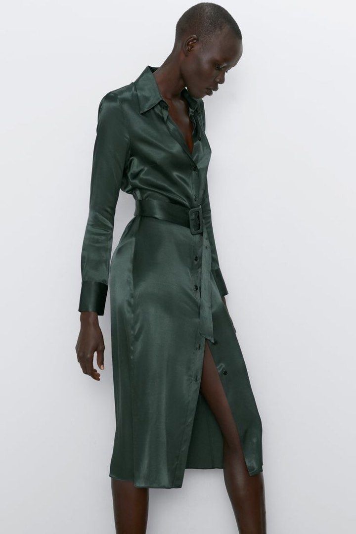 Zara midi shirt dress hot sale