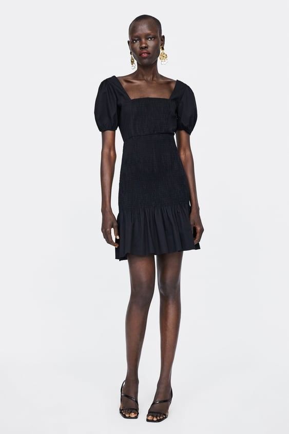 ice blue bridal dress Zara Black Semi Sheer Frill Short Dress | Gently Used main image 0