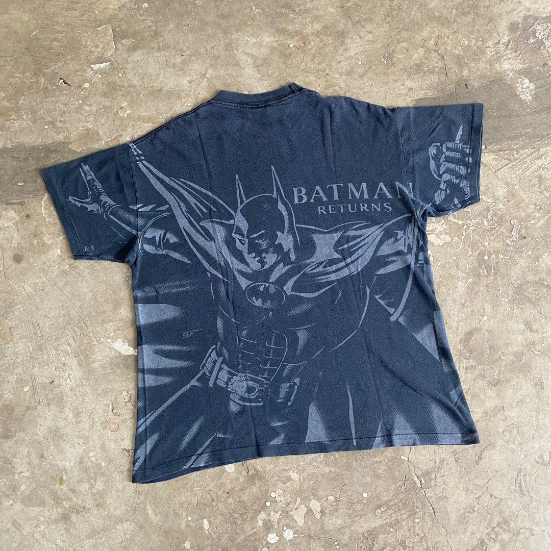 T-shirt Vintage Batman Returns 1991 - Impression AOP SSI - Noir Taille XL