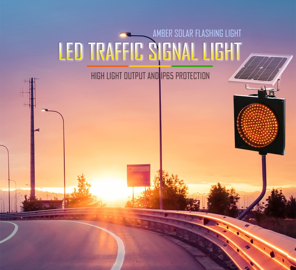 300mm security led traffic solar powered blinker traffic signal light