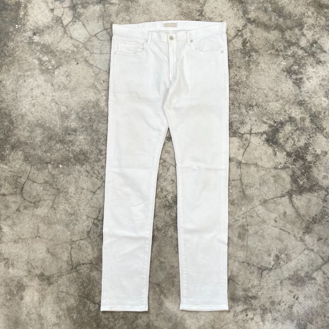 ⭐ SUPER SALE ⭐ [36] UNIQLO JEANS SKINNY TAPERED LOW RISE FIT DENIM WHITE COLOR STRETCHABLE ELASTANE 2% MEN FASHION KAIHARA MILLS JAPANESE 12 OZ LIGHTWEIGHT, Men's Fashion, Bottoms, Jeans on Carousell