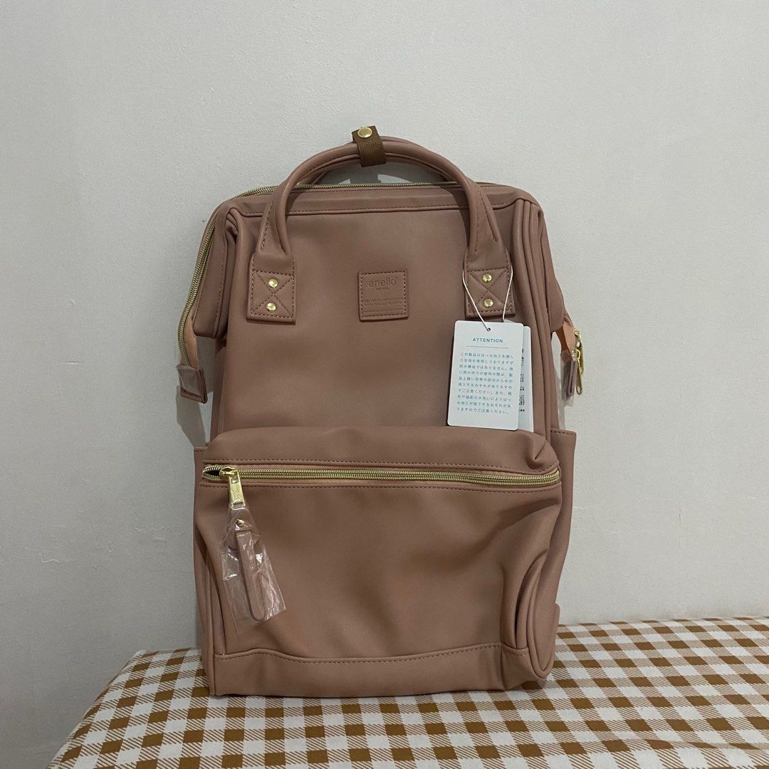 anello leather backpack pink Retro M 3771 anello Anello Quilted Leather Backpack -