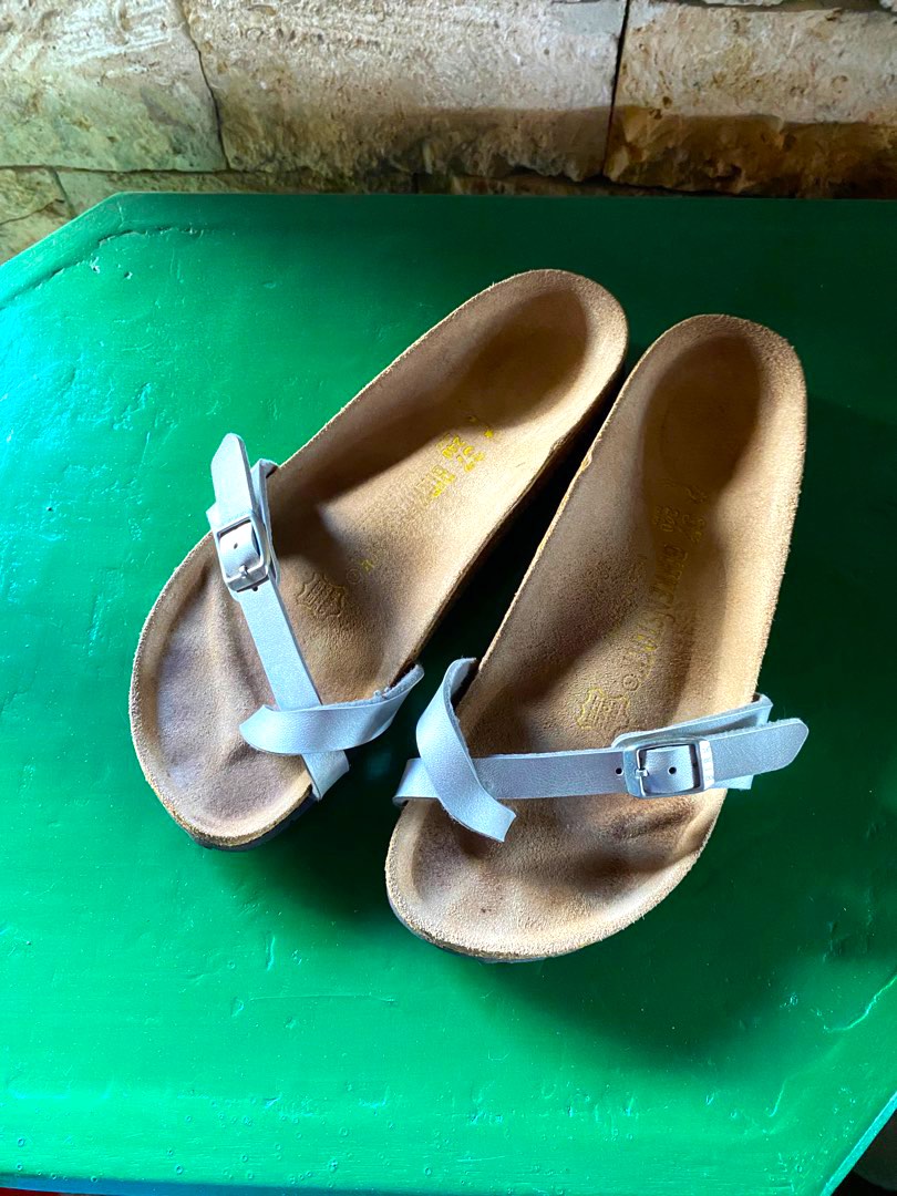 Sale Authentic Birkenstock Silver sandals Women s Fashion