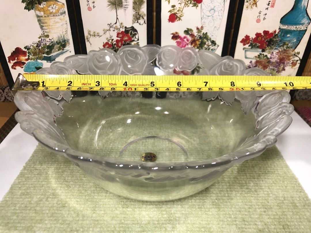 Beautiful pattern and unique shape glass bowl from famous Soga Japan