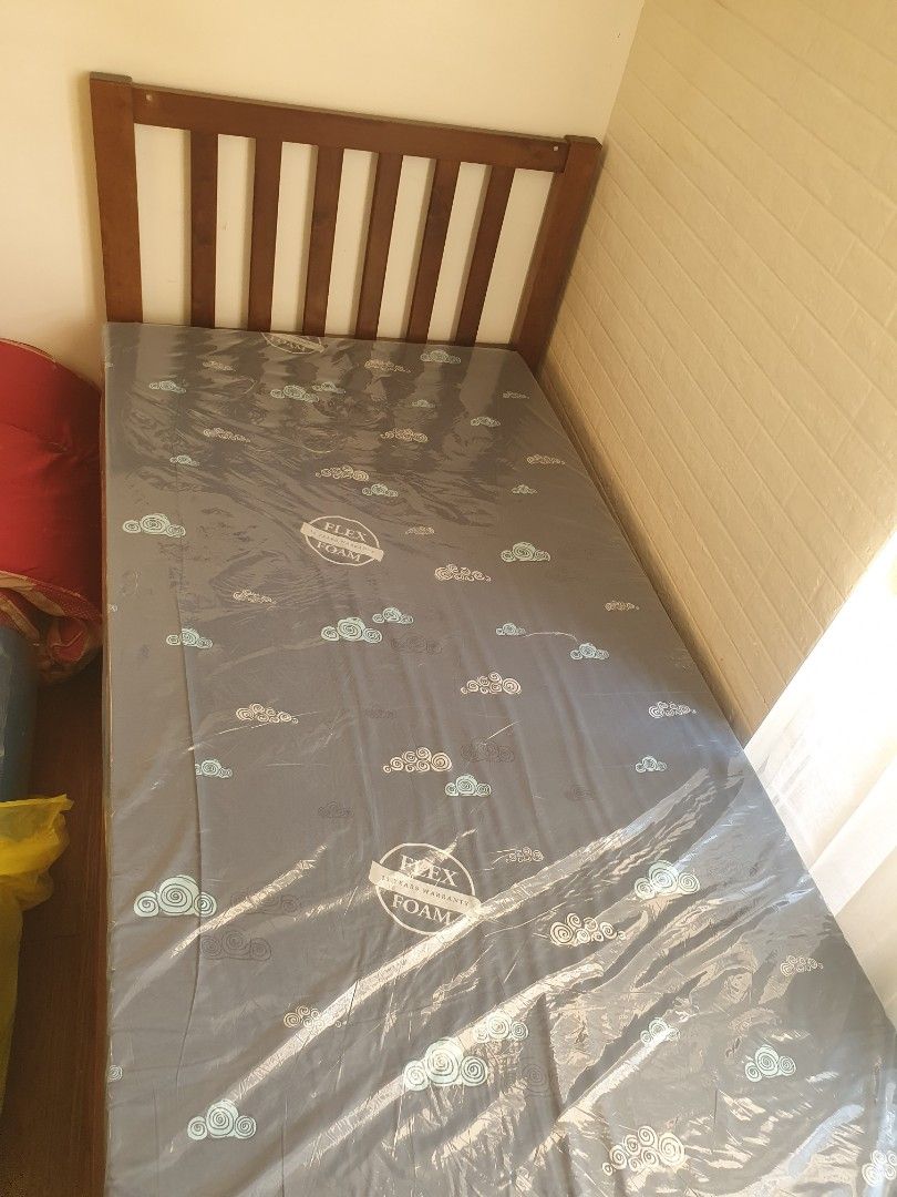 Bed Frame with Mattress (Category: Bed Frames & Mattresses) located in San Juan City. Submitted by decml (Listing ID 1241708531, Image 3). Description: Louisiana Single Bed 36×75 Flex Foam with Poly Cover 6×36×75.