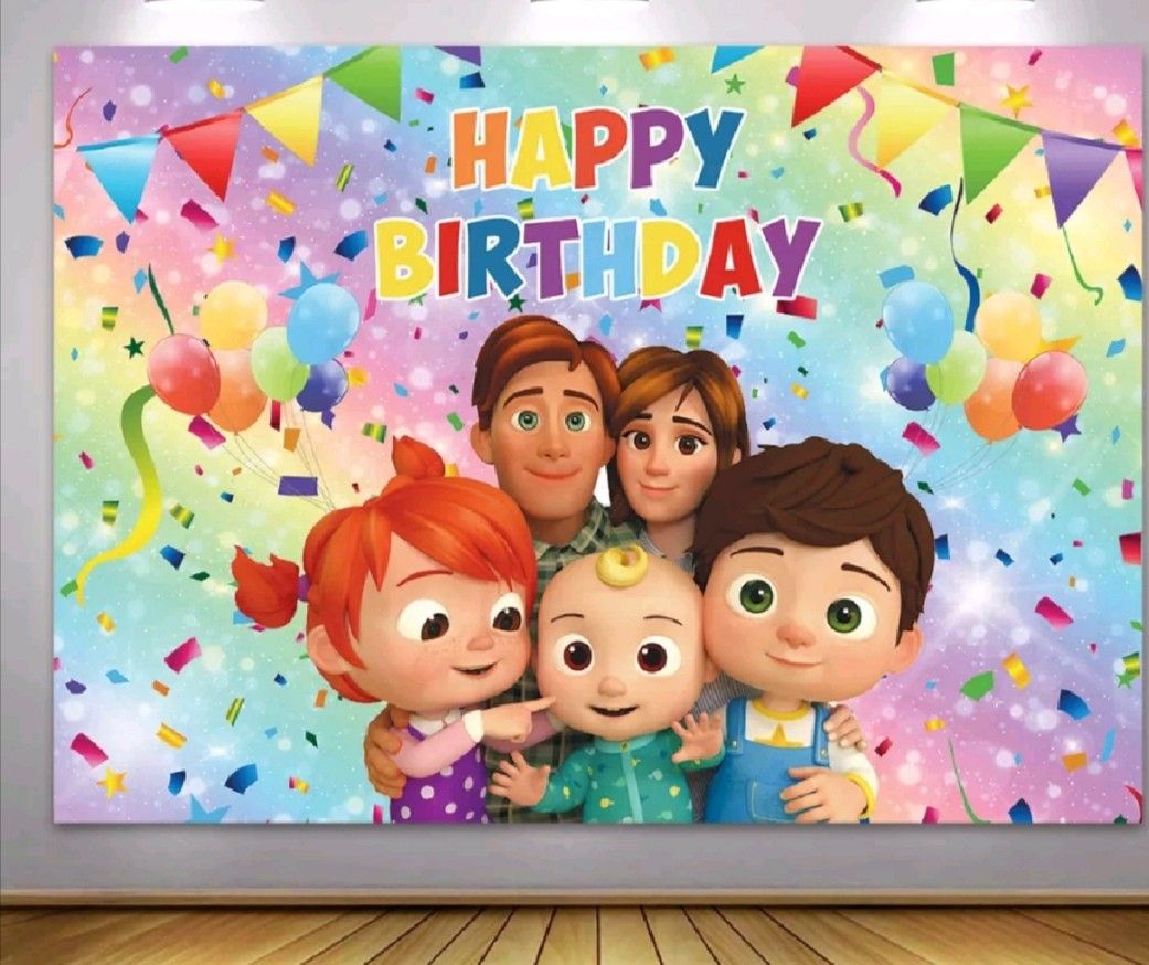 CoComelon Backdrop Banner – 60x48 Inches – Birthday Party Supplies, Multicolor Plastic