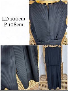 Black pinstripe midi jumpsuit