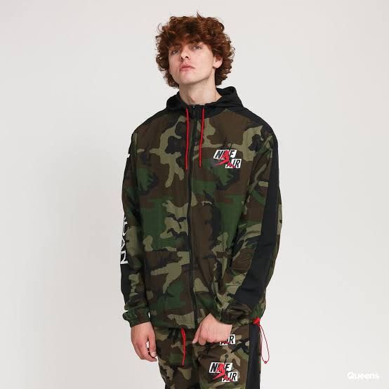 BRANDNEW JORDAN COLLAB CAMOU WINDBREAKER FULL ZIP HOODIE Men s