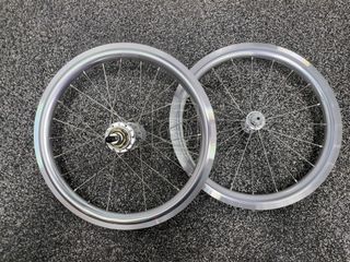 Brompton B+ Hubsmith Lightweight External 3 or 4 Speed Wheelset High Profile Polished Silver wheelset (Discontinued ) | Similar to Hubsmith A349 Bumbee | Hand built in TW