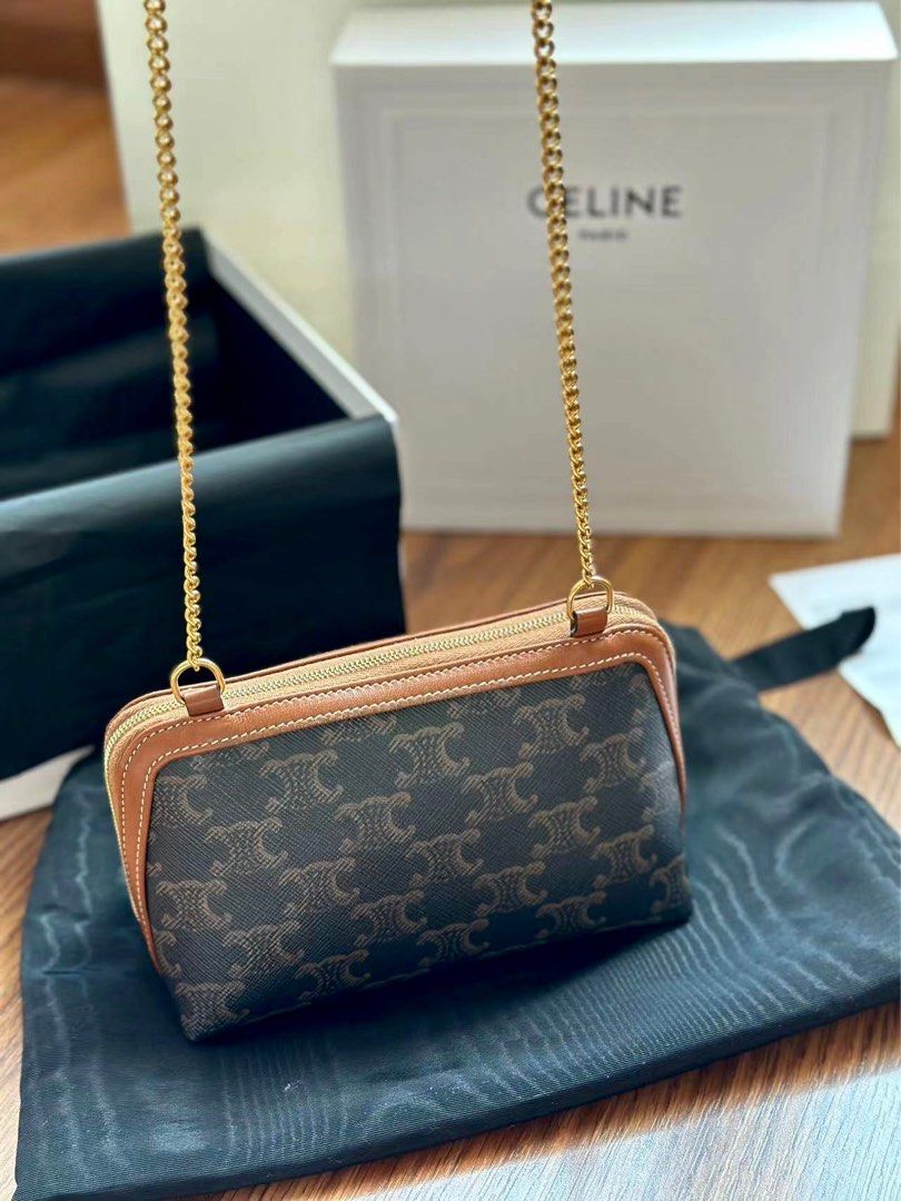 Celine Clutch with Chain in Triomphe Canvas