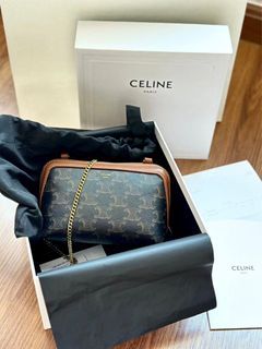 Celine clutch with chain with triomphe canvas and lambskin