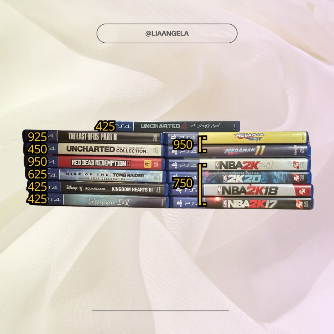 CHEAP DOWNPRICED ASSORTED PS4 GAMES (Category: PlayStation) located in Paranaque City. Submitted by liaangela (Listing ID 1241518032, Image 2). Description: ☆ Assorted PS4 Games Downpriced and Cheap! ☆ 11/13 Games Available! ☆ SOLD ITEMS - NOT AVAILABLE! - Megaman Legacy - Megaman 11 ☆ NBA 2K series is sold as a set. ☆ See Pictures for Prices! ‼️ BUNDLE DEAL - TAKE ALL 11 GAMES FOR ₱4,600 ‼️ ☆ Send us a message! - Quality check pics - Questions ☆