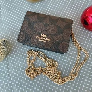COACH MINI WALLET ON A CHAIN IN SIGNATURE CANVAS