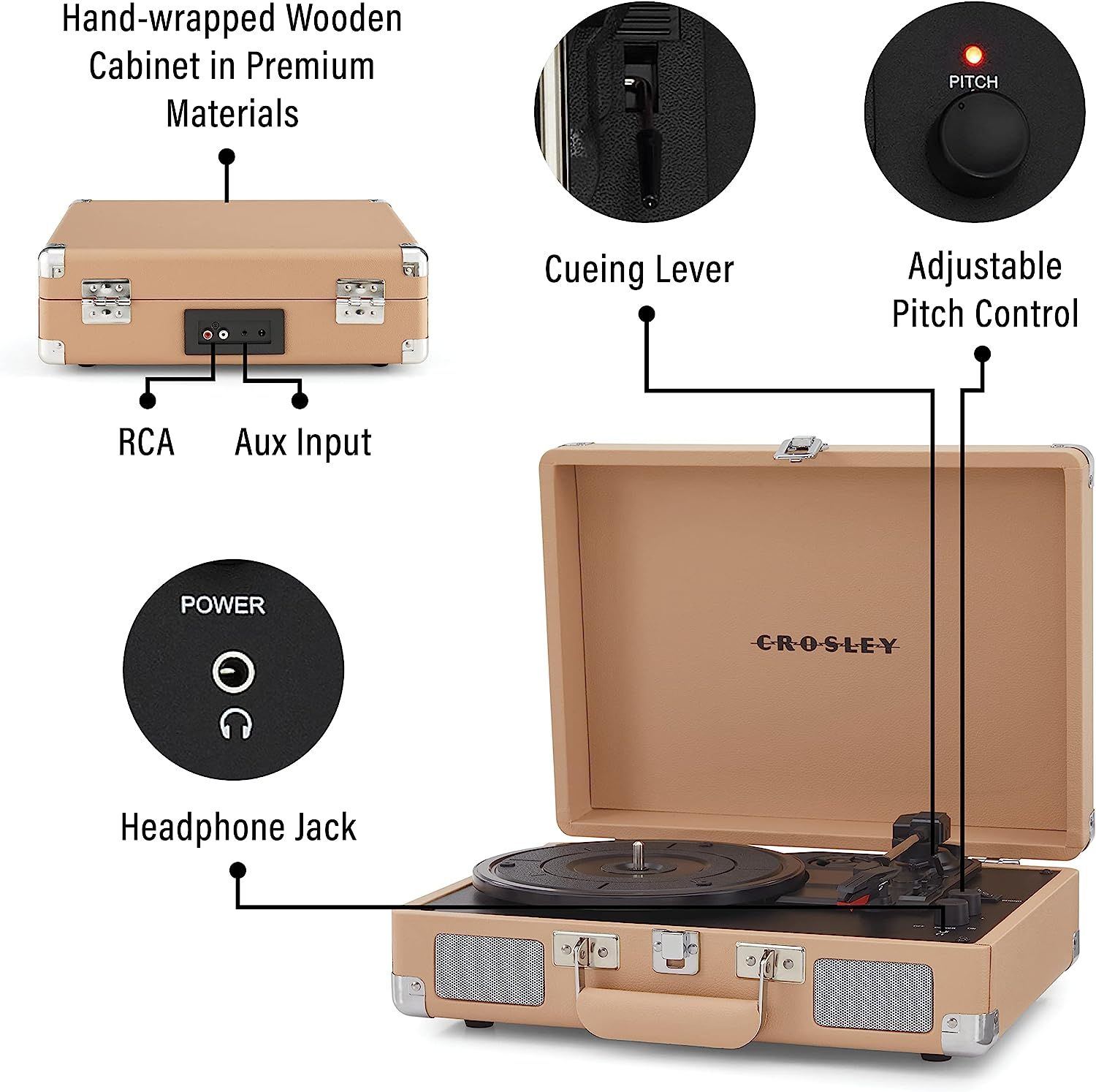 素敵な Crosley CR6043ANA Brio Bluetooth Turntable Shelf System with