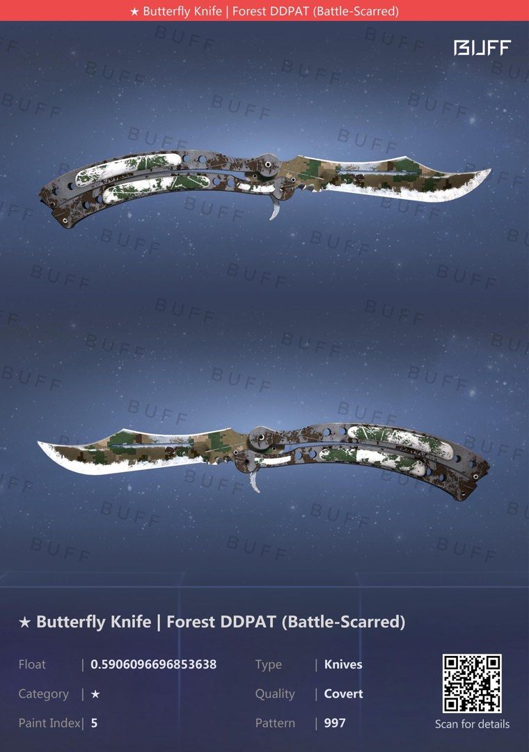 CSGO Butterfly Knife Forest DDPAT BS, Video Gaming, Gaming Accessories