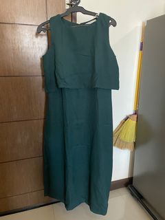 dark green maternity nursing long gown