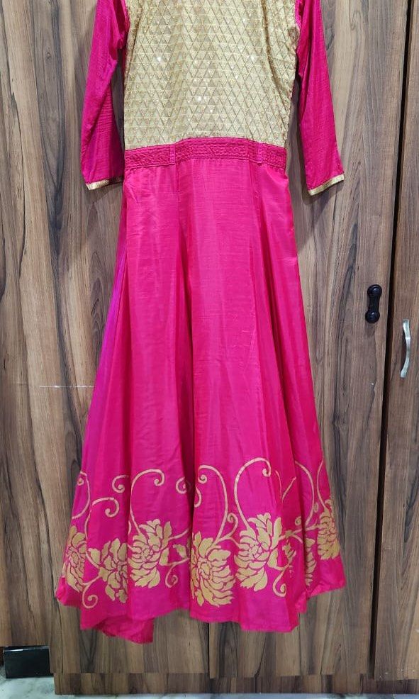 Long dress with pattu saree best sale