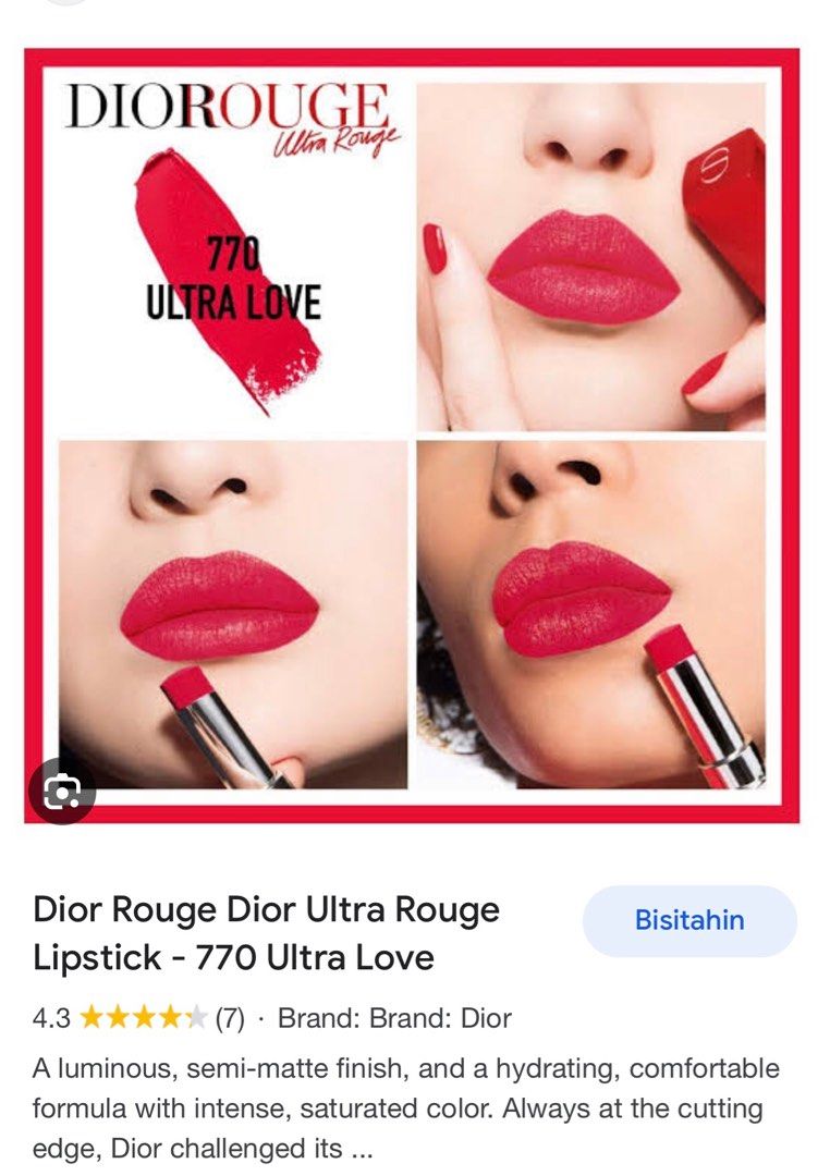 Dior Ultra Rouge Lipstick Beauty Personal Care Face Makeup on