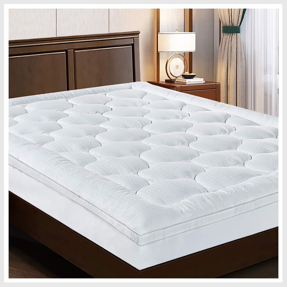 EASELAND Queen Size Mattress Topper Pillow Top Mattress Cover Quilted Fitted Mattress Protector Cotton Top 8 21 Deep Pocket Extra Thick Mattress Pad 60x80 Inches White Queen White Furniture Home Livin...