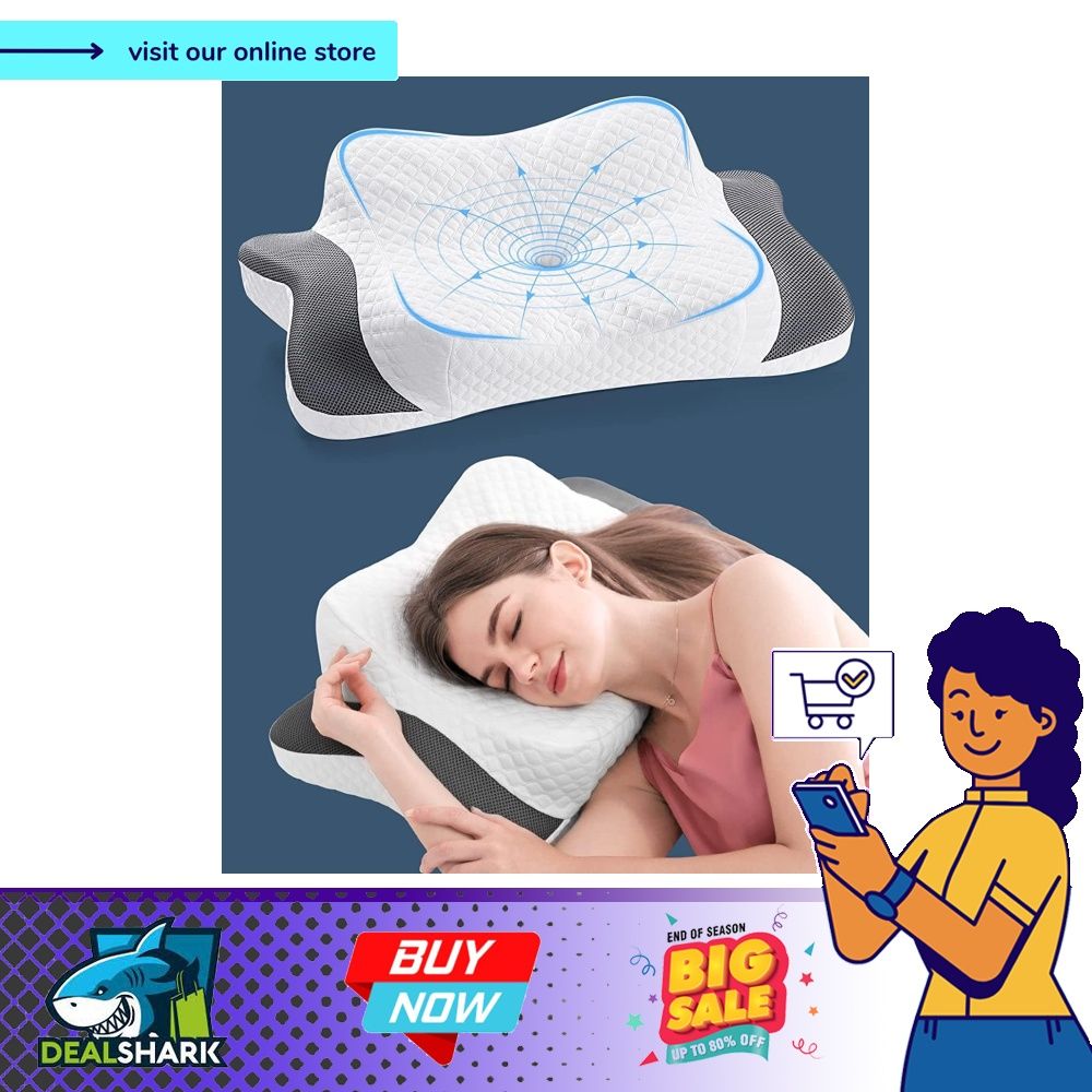 Elegear Cervical Pillow for Neck Pain Relief, Ergonomic Adjustable Contour  Pillow for Sleeping, Memory Foam Slow Rebound & Release Evenly, Orthopedic