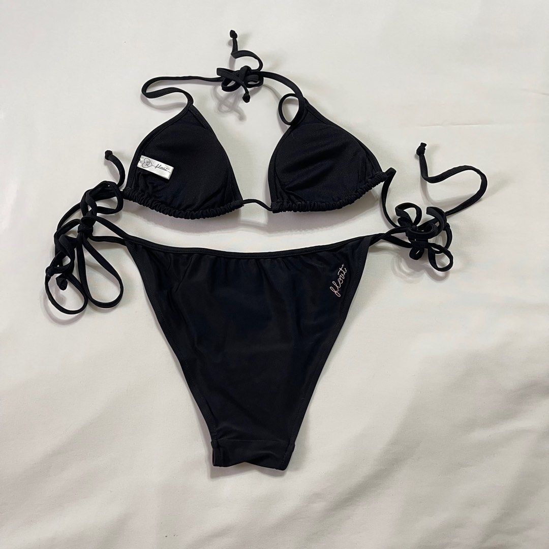 String Swimwear Float Swimwear String Bikini Set in Black on Carousell