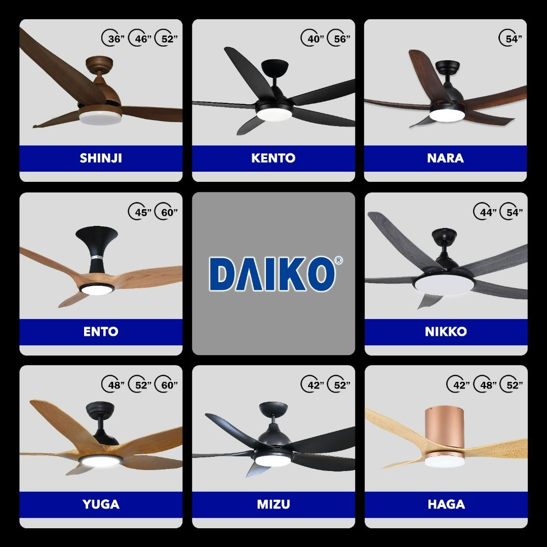 [FREE INSTALLATION] DAIKO DC FAN / With TriColor Light / DIM FUNCTION