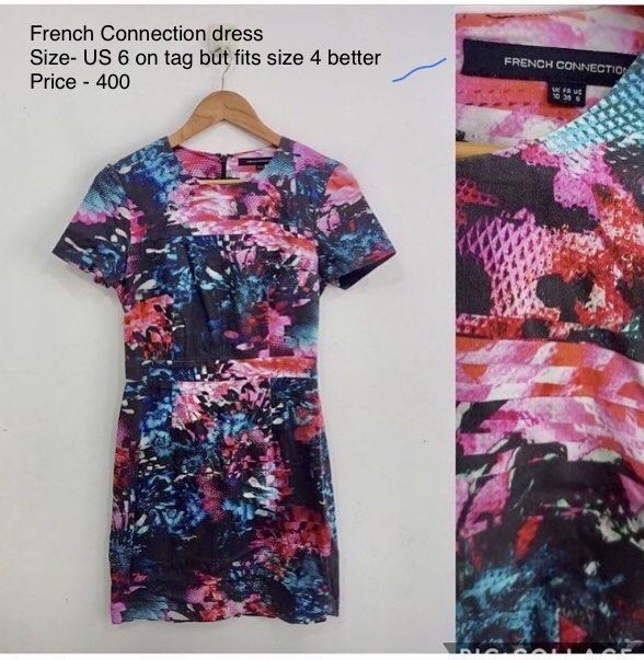 French Connection dress (Category: Dresses) located in Mandaluyong City. Submitted by jenv2018 (Listing ID 1241678539, Image 1). Description: Printed dress. Size 6 on tag but fit is size 4.