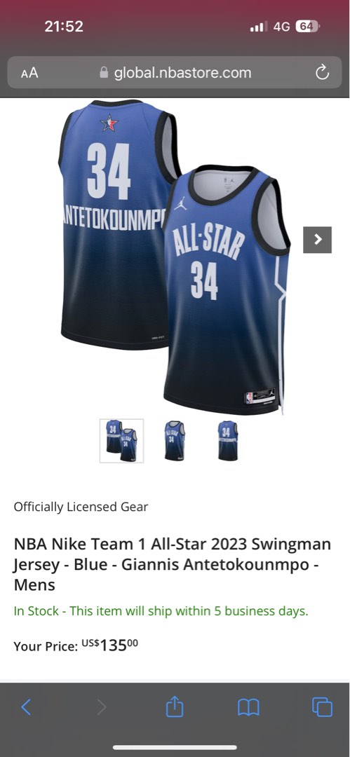 NBA Nike Team 1 All-Star 2023 Swingman Jersey - Blue - Lebron James - Mens