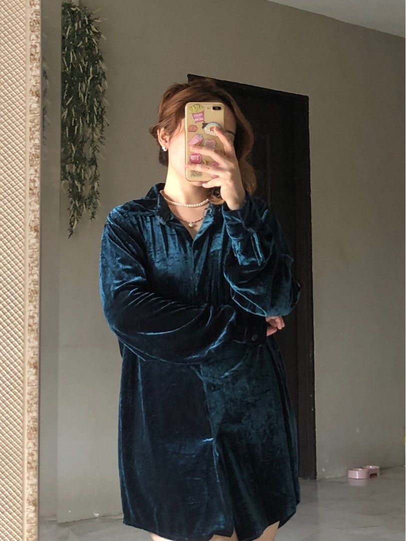 Oversized velvet deals shirt