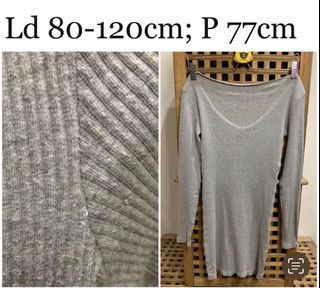 Grey ribbed bodycon dress