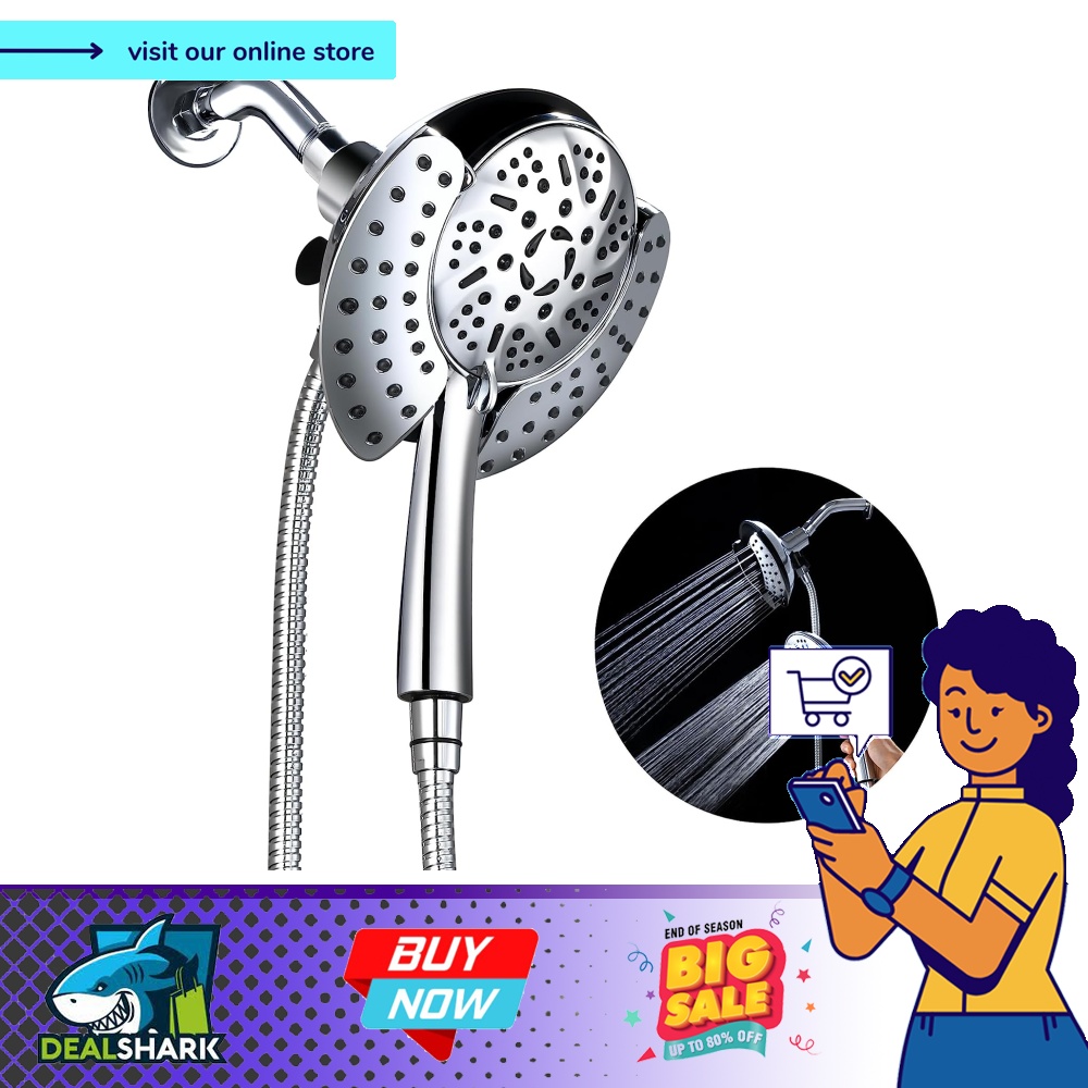 GRCH Dual Shower Head Wth Handheld: 2 N 1 Hgh Pressure Handheld Shower Head & Ranfall - View #9