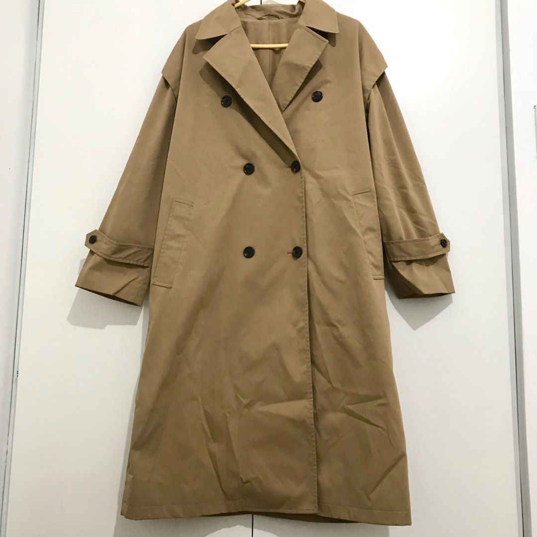 GU Japan khaki lapel long coat, Women's Fashion, Coats, Jackets