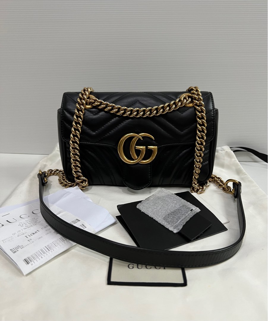 gucci marmont black sz 22 cm on Carousell