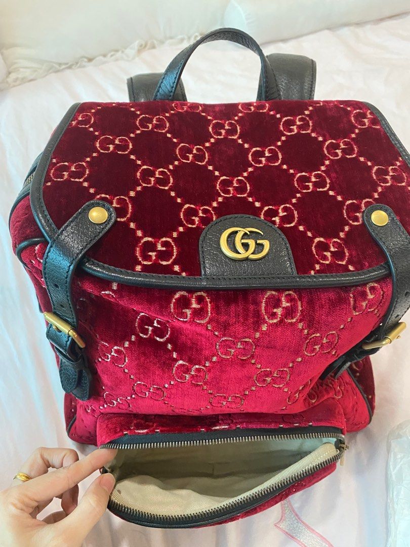 Small gg shop velvet backpack