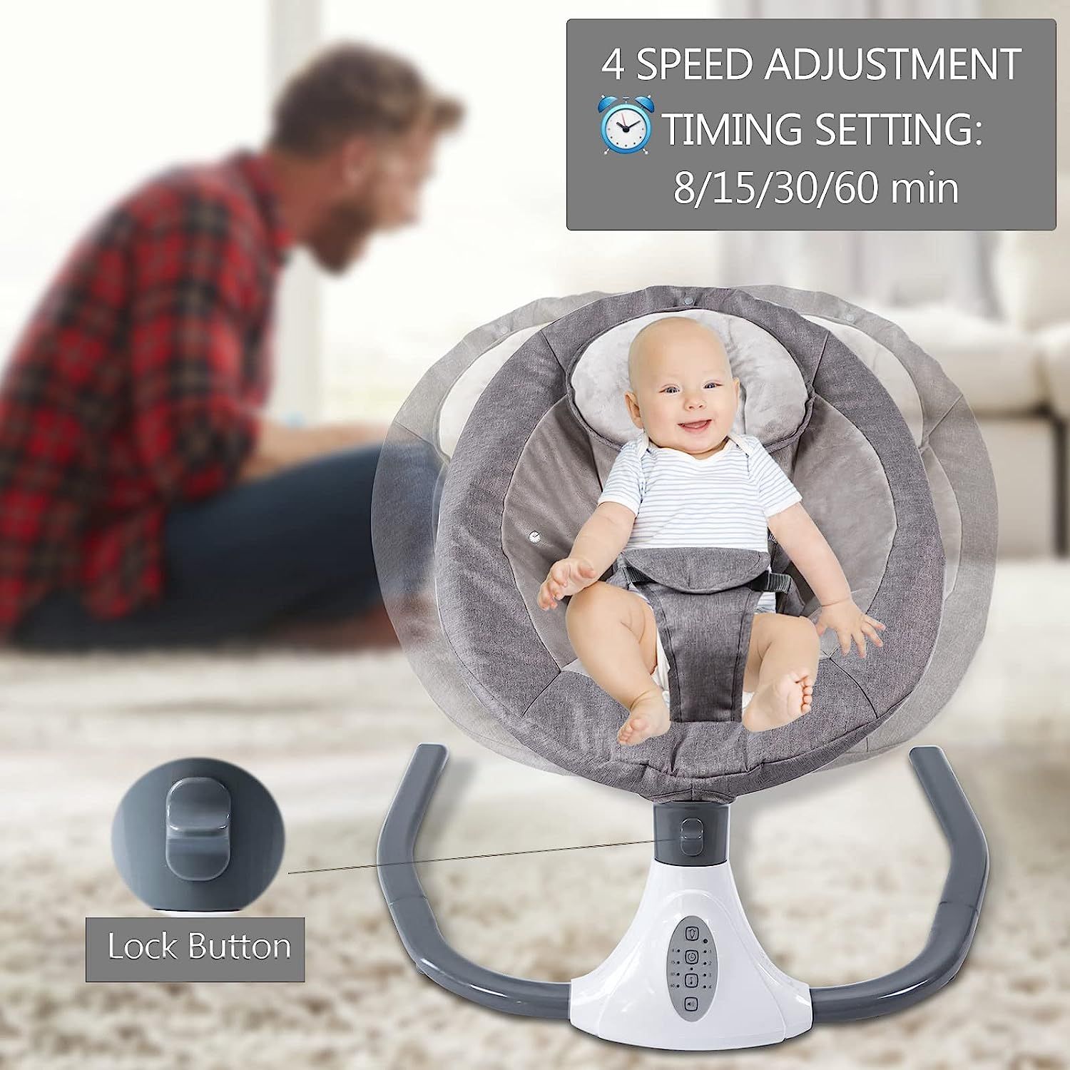 GYBest Baby Swings Rocker for Infants Portable Baby Swing Bouncer