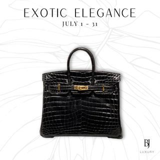 Hermes Birkin Touch 25 Black Togo Shiny Nilo Croc Handbag