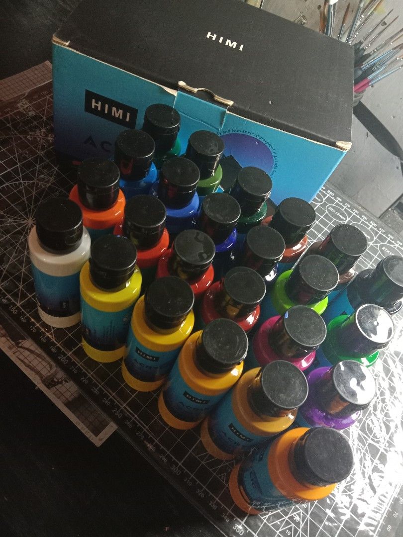 HIMI himi acrylic paints set 24 colours 60ml, 0.2 us fl oz craft paint, non  toxic acrylic paint ?no fading rich pigment for artist