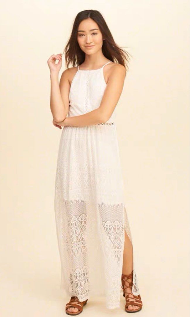 Hollister White Lace Maxi Dress, Women's Fashion, Dresses & Sets, Dresses  on Carousell