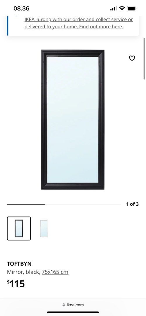 Ikea toftbyn full length mirror black, Furniture & Home Living, Home