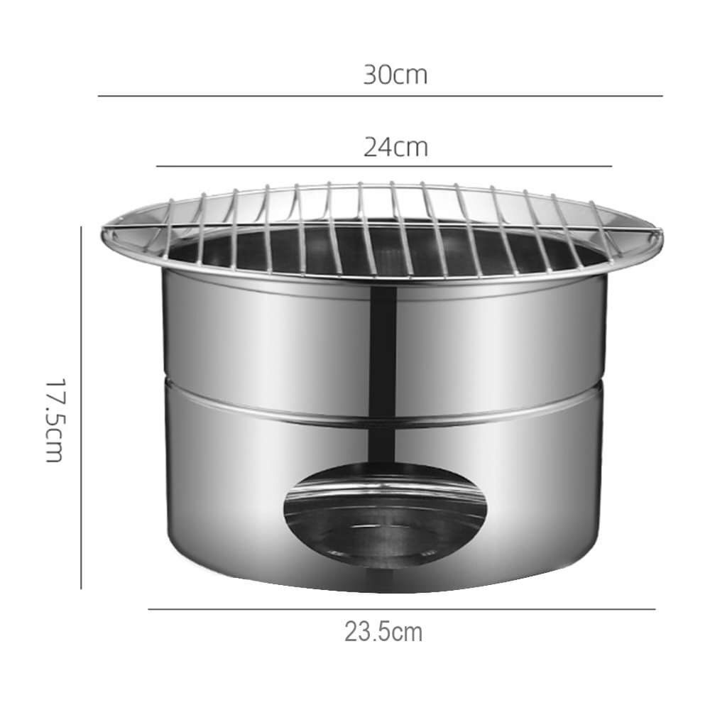 Japanese Style Stainless Steel Barbecue Grill Pan Circular Charcoal BBQ ...