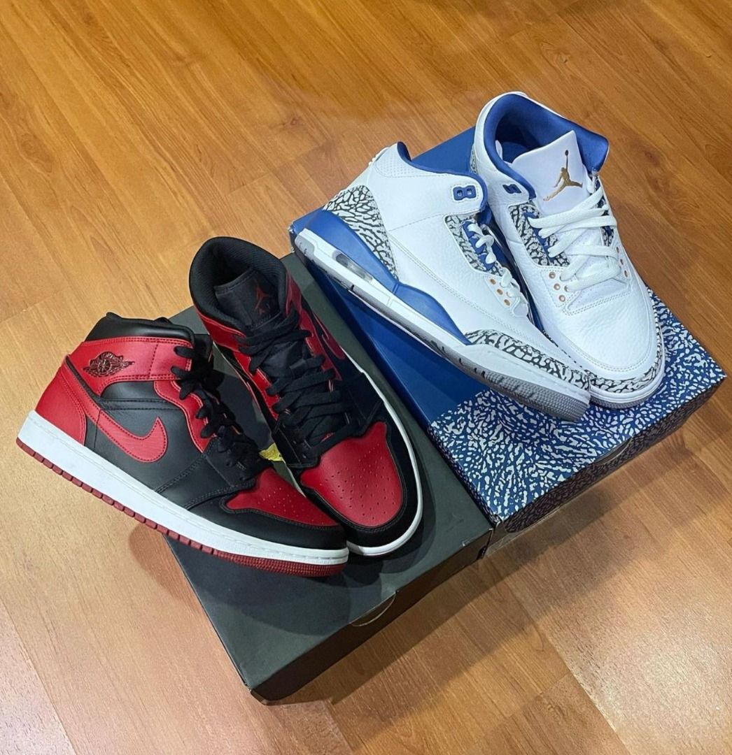 Jordan 1 Mid Banned and Jordan 3 Wizard