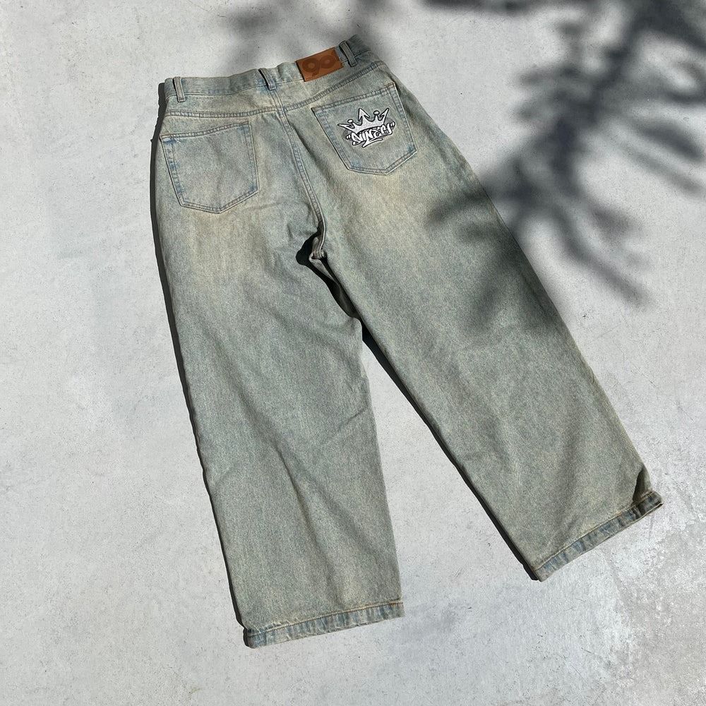 King Logo Vintage Like Denim, 男裝, 褲＆半截裙, 牛仔褲- Carousell