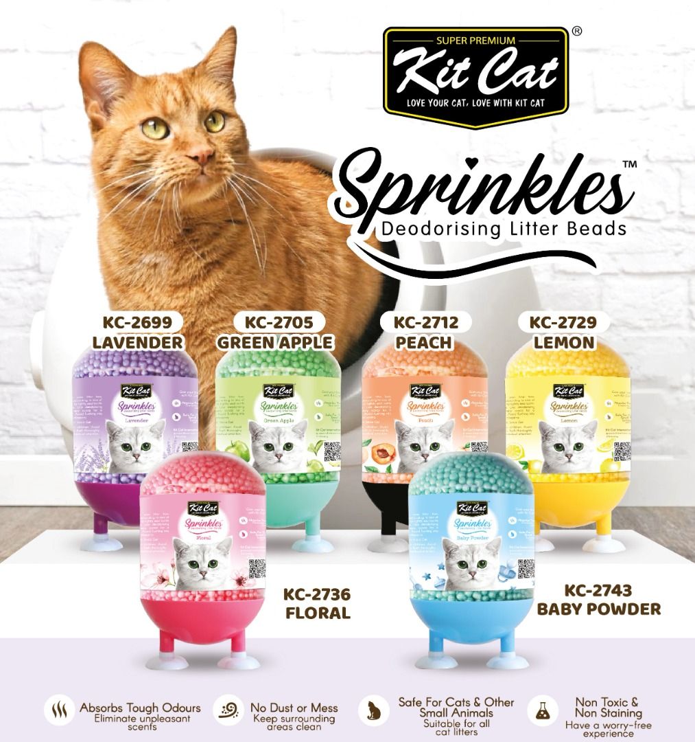 Kitcat Sprinkles Deodorizing Cat Litter Beads - Lavender 240G, Cat Litter