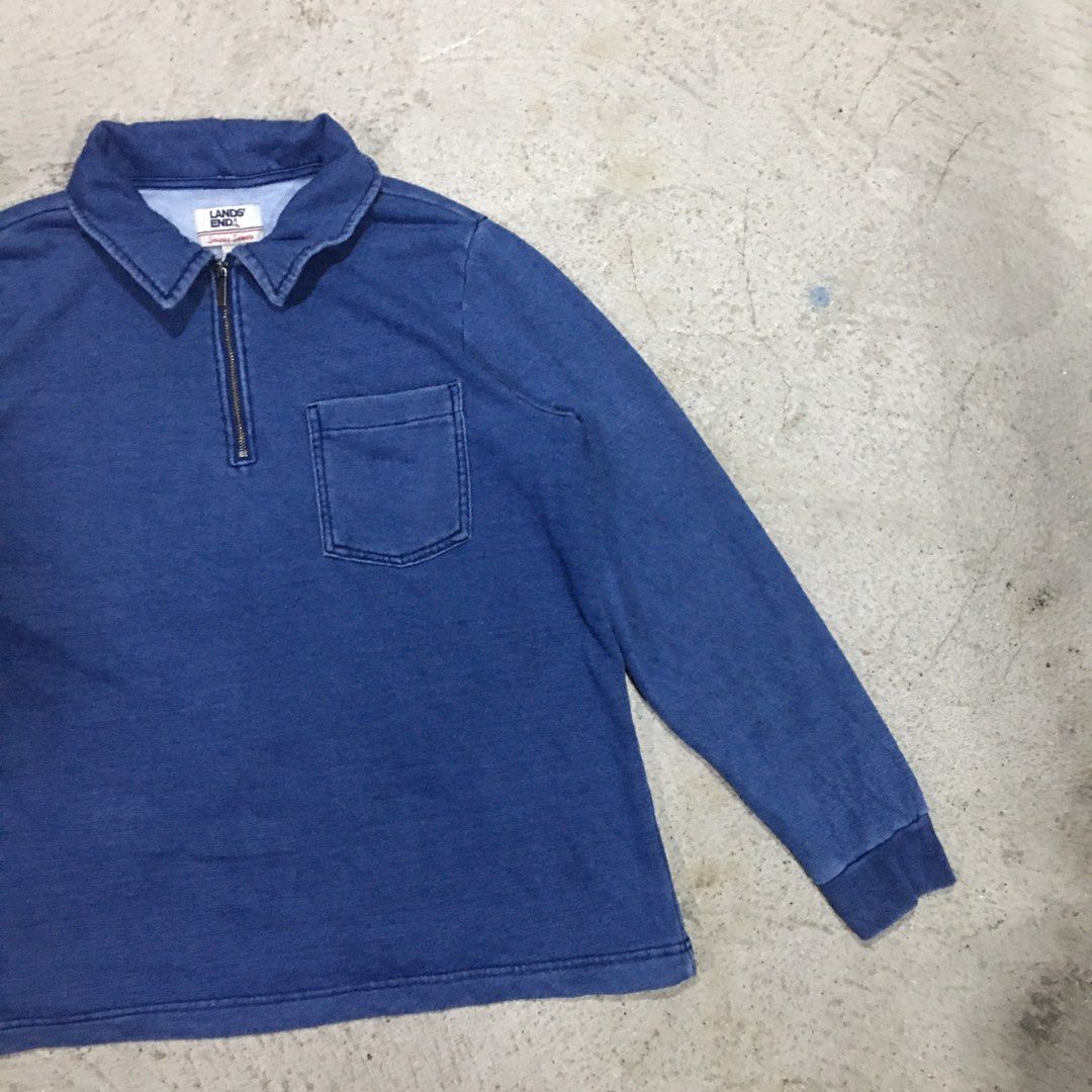 Land'S End Light Denim Zipper Up Pocket Rugby Shirt, Men'S Fashion, Coats,  Jackets And Outerwear On Carousell