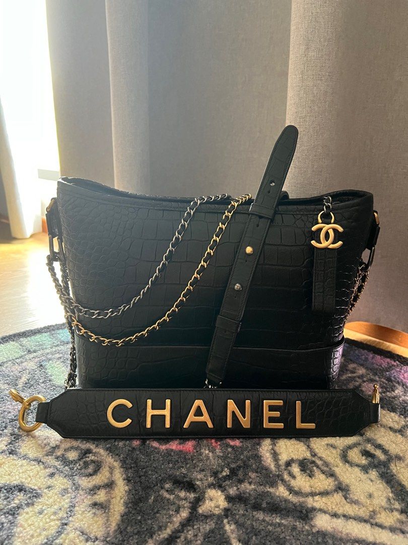 LN Chanel Gabrielle limited edition crocs embossed medium black AGHW not small  caviar pearl crush Duma backpack, Luxury, Bags & Wallets on Carousell