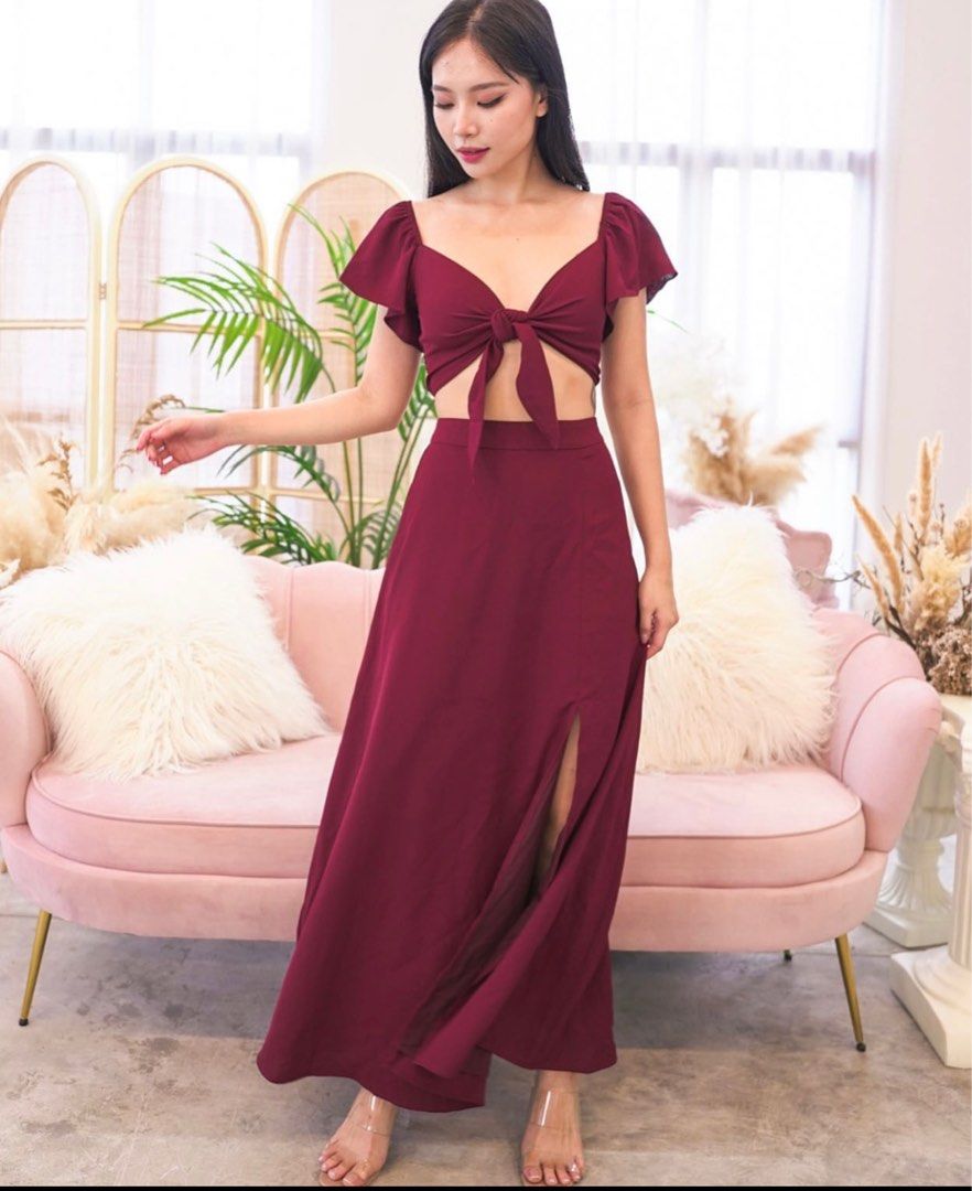 maroon 2 piece set