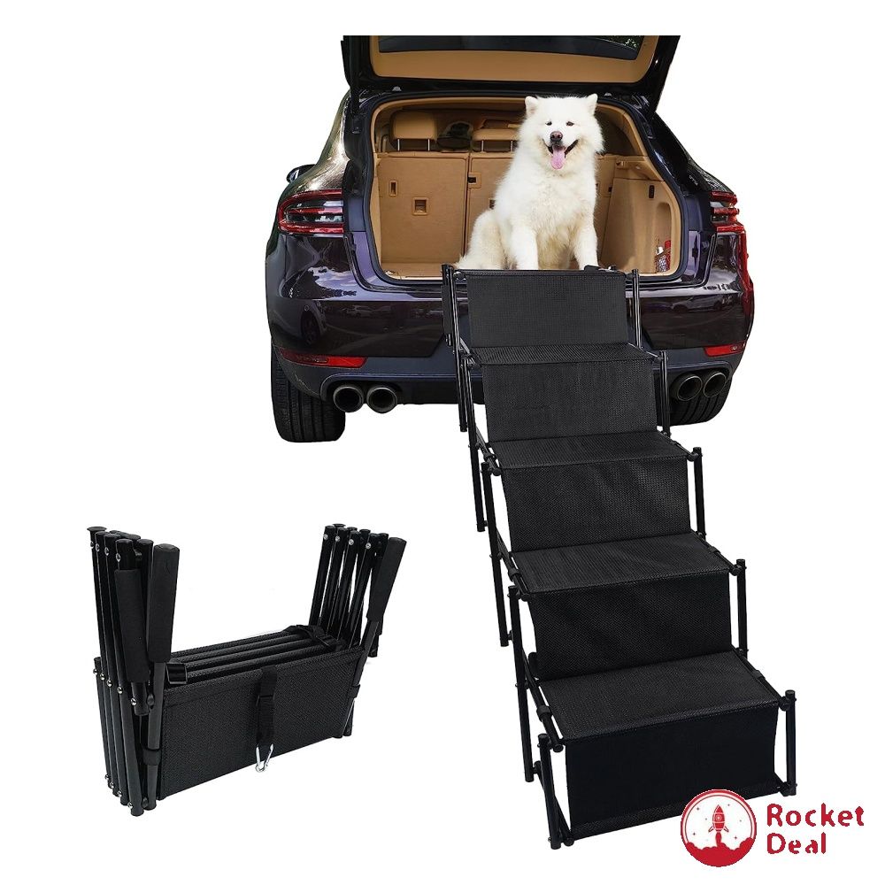 maxpama Widen 5 Steps Folding Dog Car Steps for Large Dog